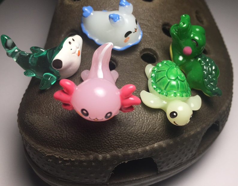 Handmade Shoe Charm for Rubber Clogs - Turtle, Axolotl, Nudibranch, Alligator - Teenager, teen, animal, Christmas gift 