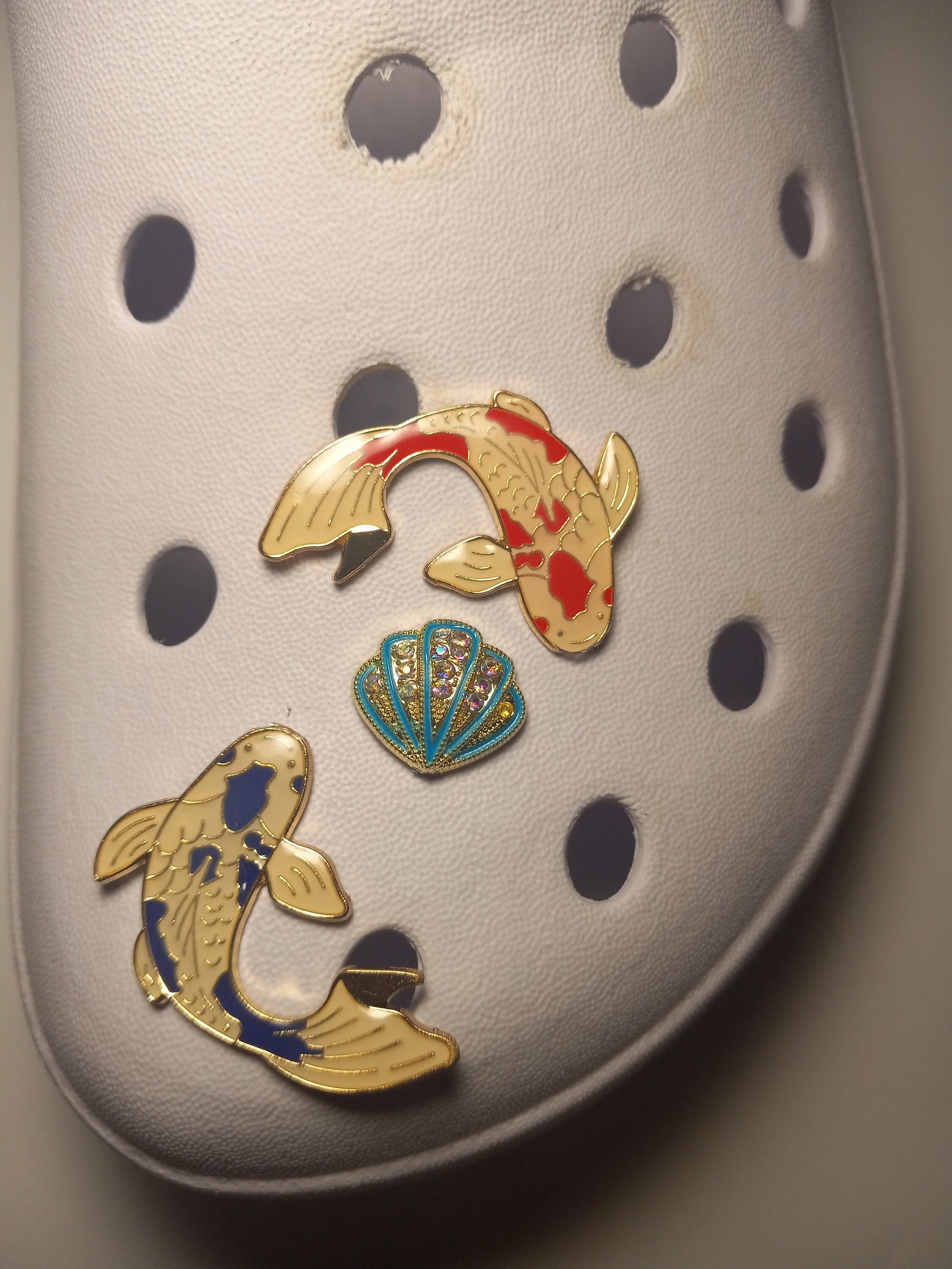 Deluxe Metal Handmade Shoe Charm for Rubber Clogs - Koi Goldfish -  Teenager, teen, gift, unique, fish, water, Betta, Angelfish, Aquarium