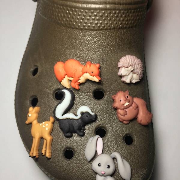 Handmade Animal Shoe Charm for Rubber Clogs - Forest Animals - Deer, Beaver, Fox, Skunk, Bunny, Animal -teen, teenager, preteen, adult, cute