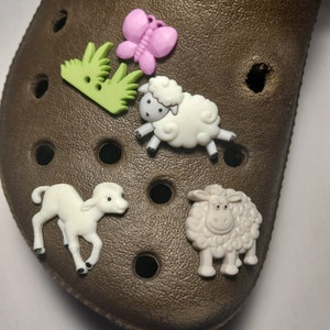 Handmade Animal Shoe Charm for Rubber Clogs - Sheep - Animal, ewe, ram, Easter, Spring, teen, teenager, preteen, adult, cute