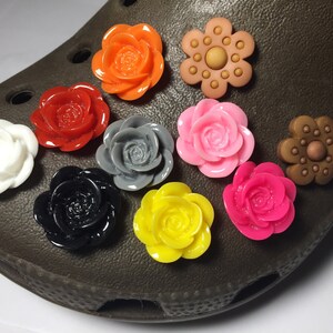 green pink pretty Spring yellow teenager flower orange Shoe Charms for rubber clog shoes Large Flowers Summer charms for teens