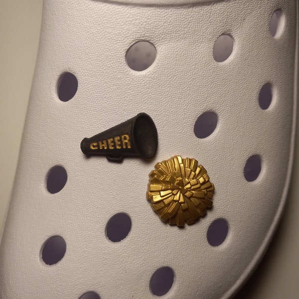 Shoe Charms for Rubber Clogs -  Cheerleader- teens, adults, sports, cheerleading, pom poms, speaker, cheer