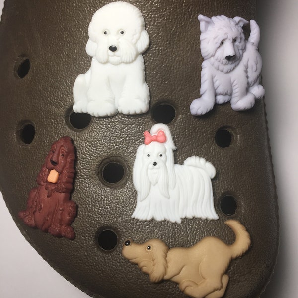 Handmade Shoe Charm for Rubber Clogs - Dogs - Maltese, Bichon Frise, Cairin, Westie, Irish Setter, Lab, Doodle, Golden Retriever, Terrier