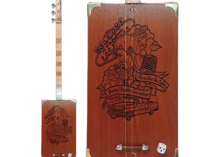 Elvis Presley tribute 3tpv cigar box guitar by Matteacci's