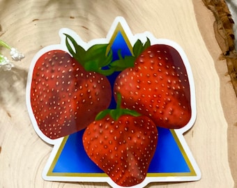 Erdbeere Sticker/ Erdbeeren Sticker/ Vinyl Sticker/ Obst Aufkleber/ LebensmittelAufkleber/ Sticker für Laptops