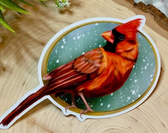 Pegatina Cardinal / Pegatina de pájaro / Pegatinas de vinilo / Pegatinas de animales / Pegatinas de naturaleza / Pegatinas para computadoras portátiles