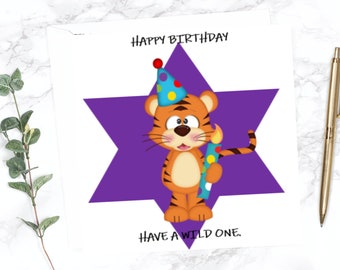 Tiger Birthday Card, perfect for all genders.