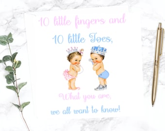 Gender Reveal Party Card , Greetings card for reveal/baby shower, perfect keepsake card for precious memories.