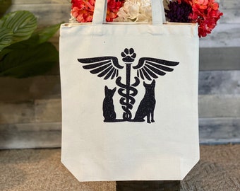 Vet symbol tote bag | Gift for vet tech tote bag | Gift for Veterinarian | canvas bag | reusable grocery bag |canvas tote bag | Dog tote bag