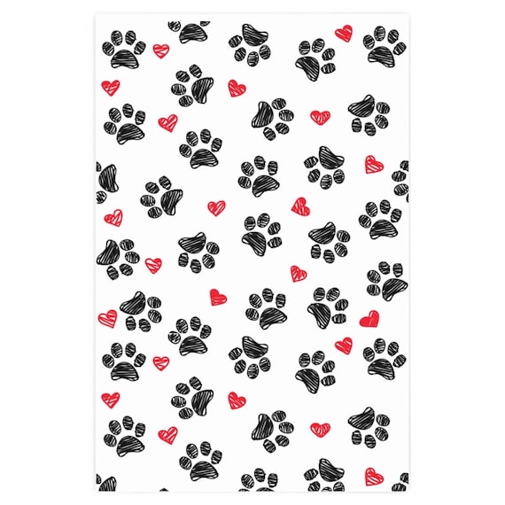 Paw Print Christmas Wrapping Paper | Dog wrapping paper | paw print  wrapping paper | Christmas gift for dog lover