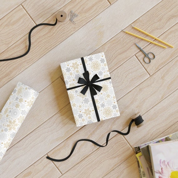 Snowflake Christmas Wrapping Paper Silver and Gold Christmas Gift Wrap Gold Wrapping  Paper Snowflake Gift Wrap Snowflake Gift Wrap 
