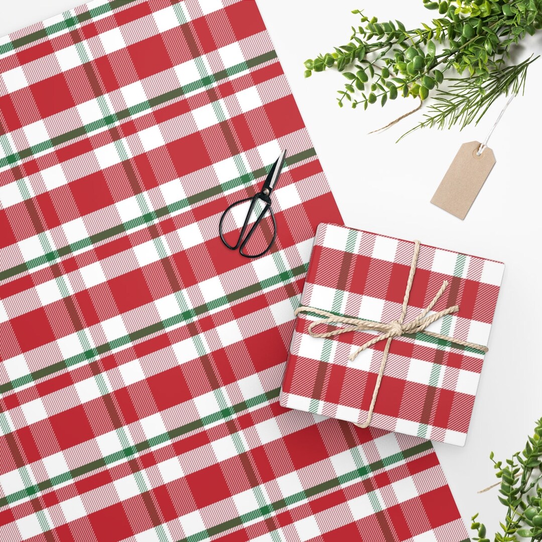 Plaid Christmas Wrapping Paper Red and Green Wrapping Paper Pattern ...