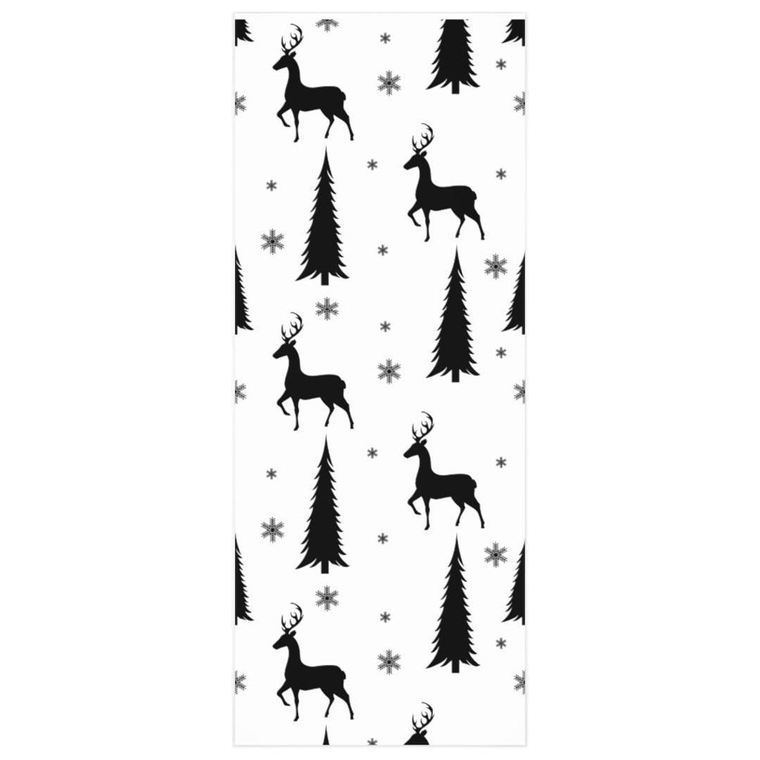 Black and White Christmas Tree Sketch - Wrapping Paper for
