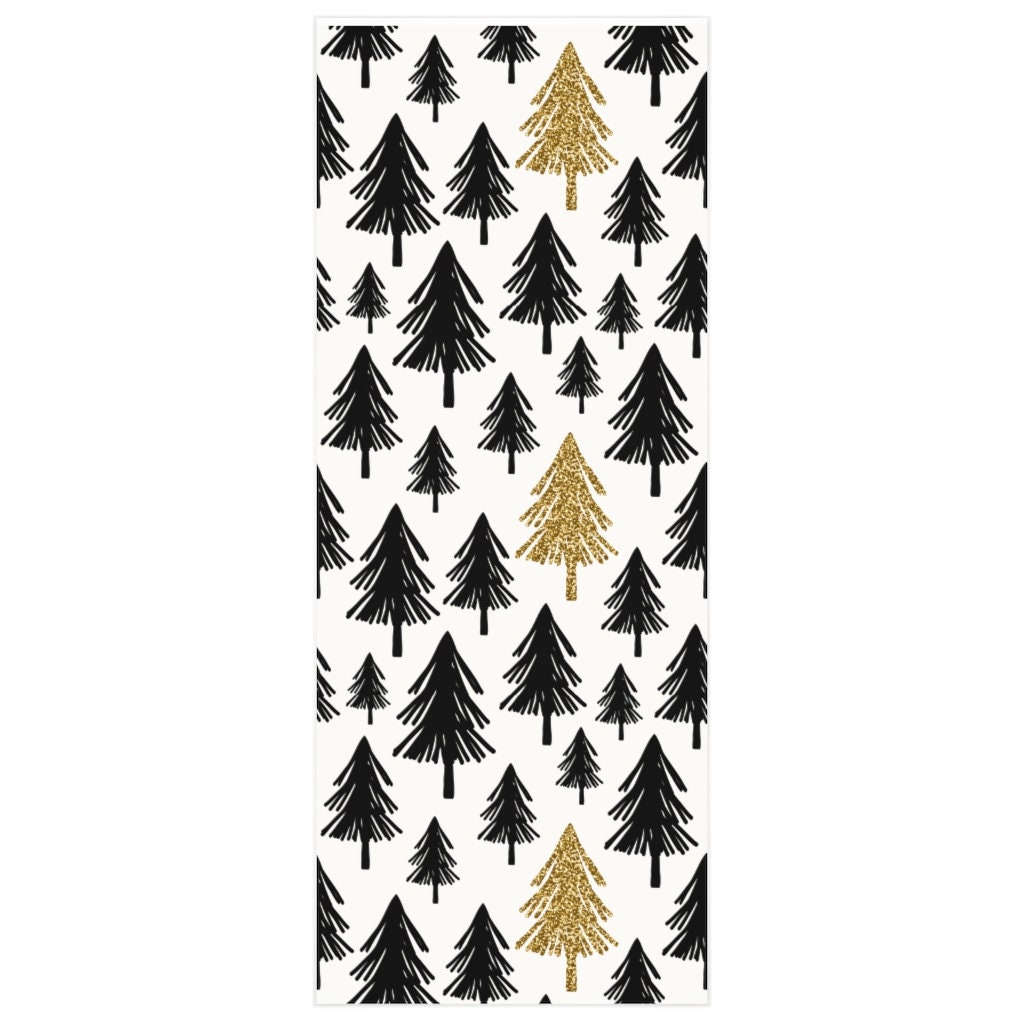 Christmas Wrapping Paper Gold Balls Black