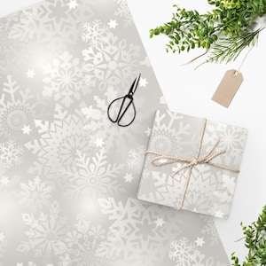 Snowflake Christmas Wrapping Paper | Christmas wrapping paper | White wrapping paper | silver Christmas gift wrap | wrapping paper Winter