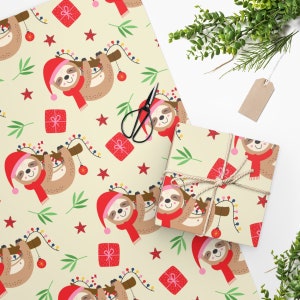 Christmas Sloth Wrapping Paper | Sloth wrapping paper | teenager wrapping paper | Funny wrapping paper
