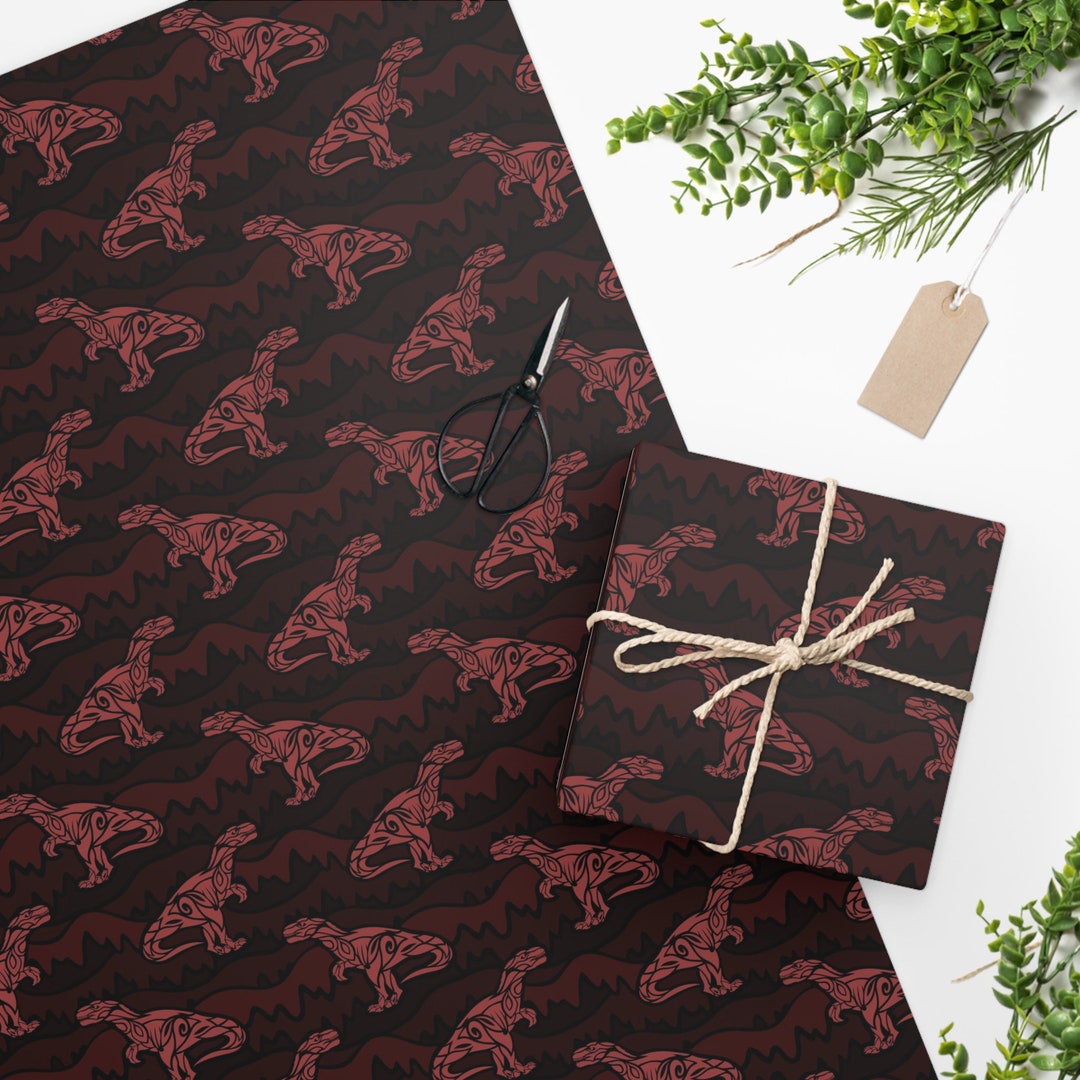 Dino Christmas Wrapping Paper Dinosaur Christmas Wrapping Etsy