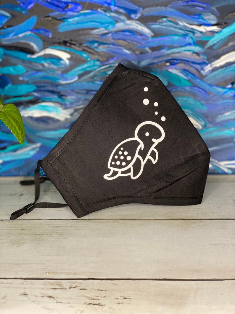 Turtle face mask adjustable/nose wire// gift for turtle// Etsy
