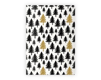 Gold Christmas Tree Wrapping Paper | Christmas gift | Gold and Black Christmas Wrapping paper | Merry Christmas gift wrap |