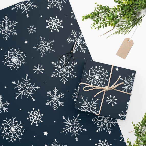 Christmas Wrapping Paper Snowflake Christmas Gift Wrap Blue