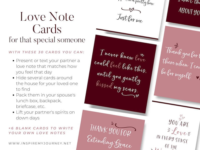 Romantic Love Note Cards Printable Note Cards Gifts for Etsy