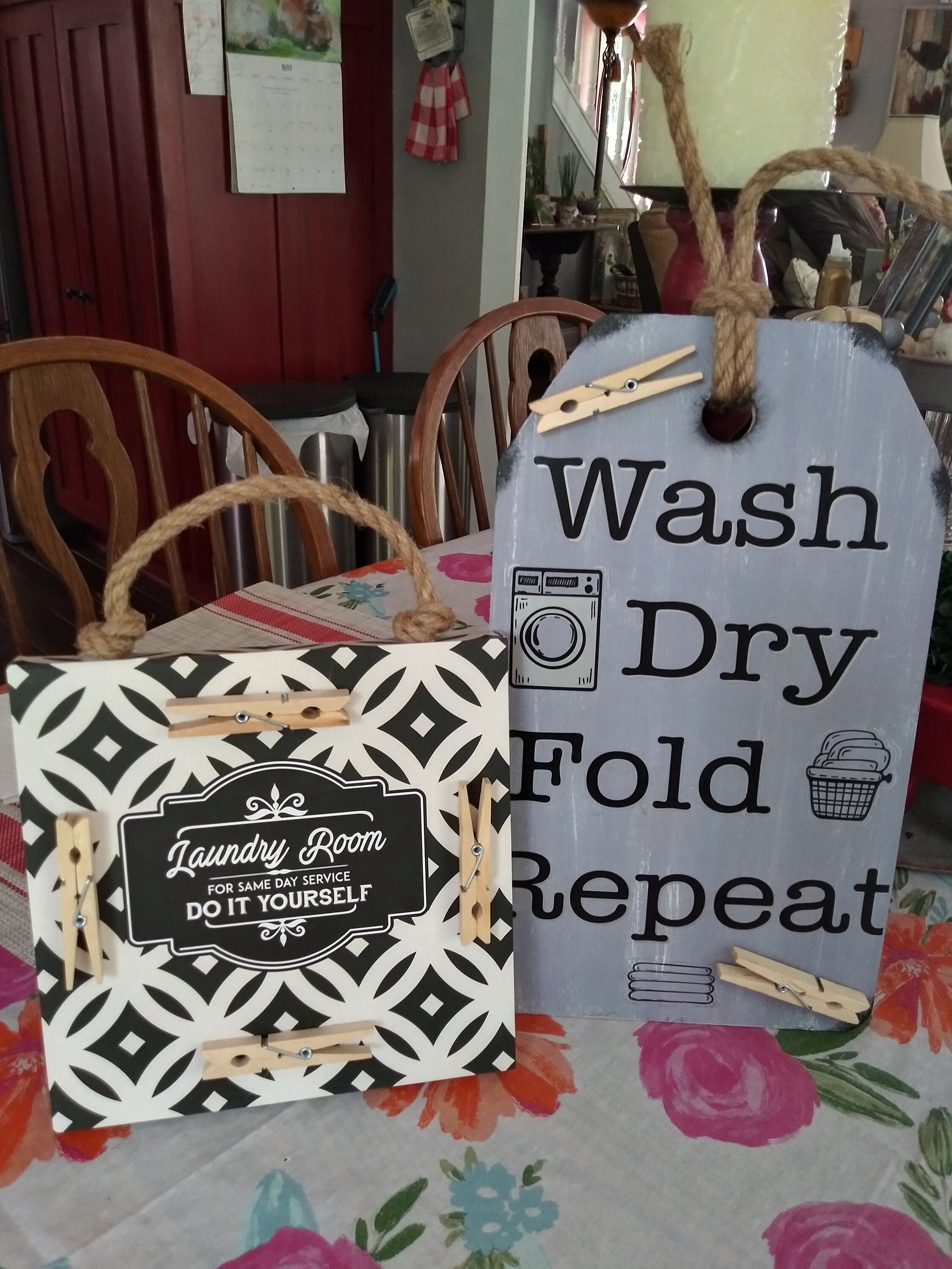 Conjunto de 2 señales de lavandería | Etsy