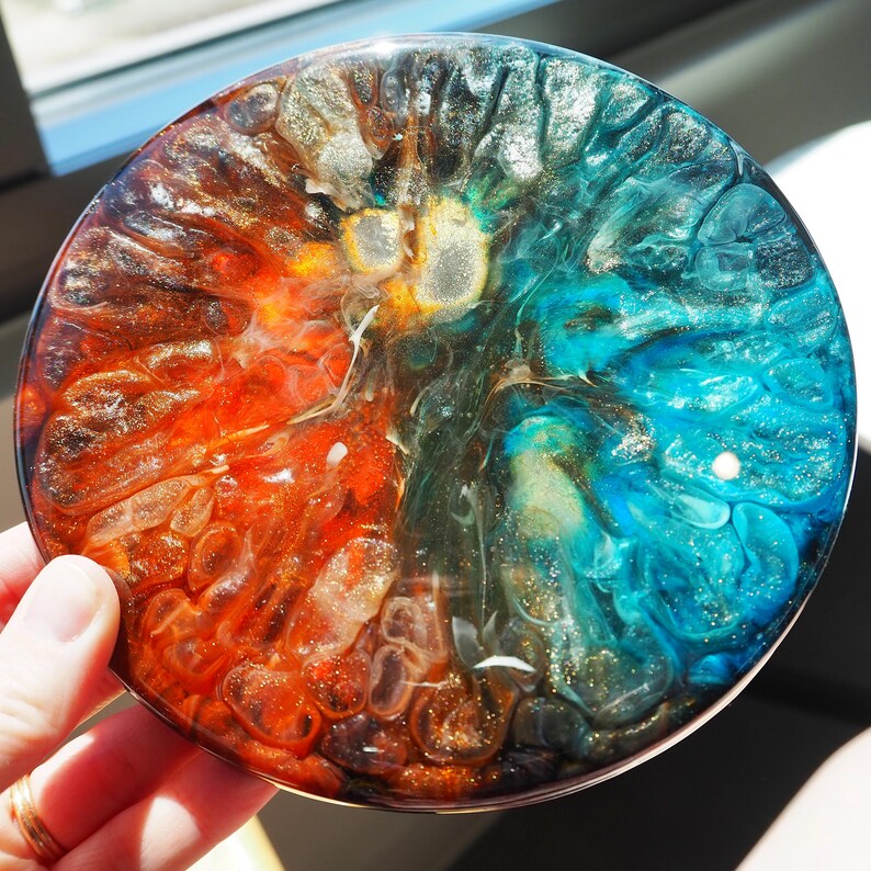 6 Suncatcher Resin & Alcohol Ink Petri Dish Coaster Etsy