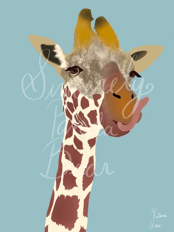 Funny Giraffe Digital Art | Etsy