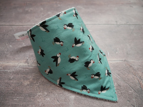 Blue puffin bamboo bandana baby bib