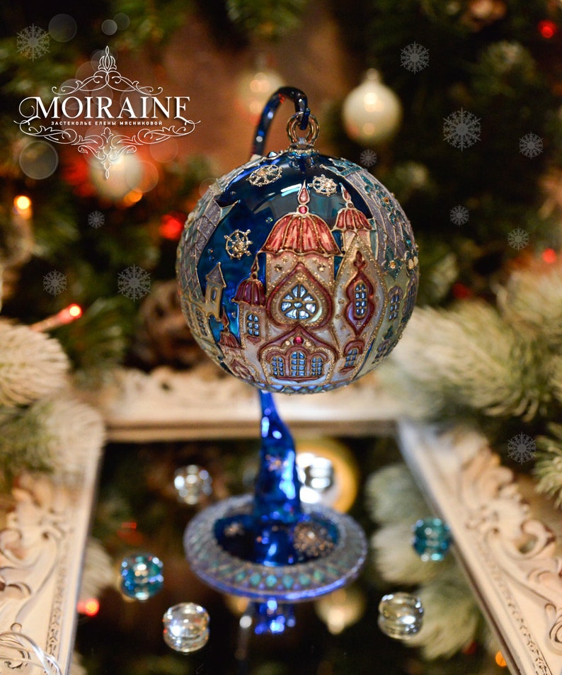 Czech Glass Christmas Ornament moonlight Town on  Etsy
