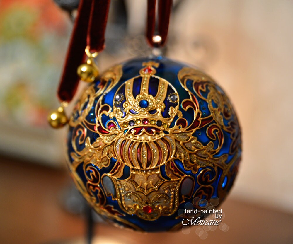 Hand Painted Czech Glass Christmas Ornament  Etsy