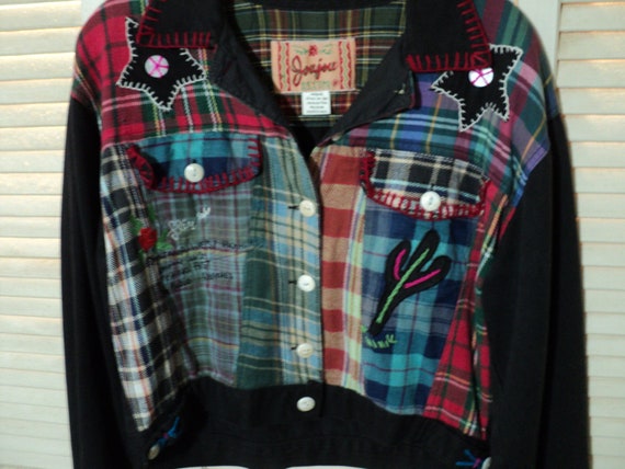 Black Denim Patchwork Jacket