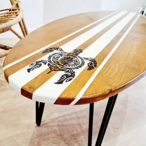 Wooden coffee table Pine surfboard image 2
