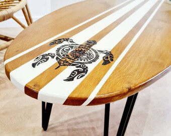 Wooden coffee table Pine surfboard