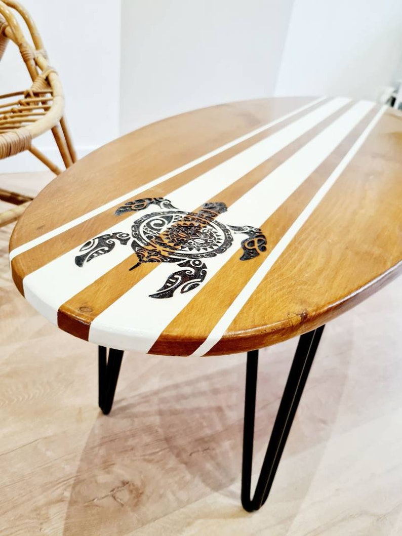 Table basse bois Planche de surf en pin image 2