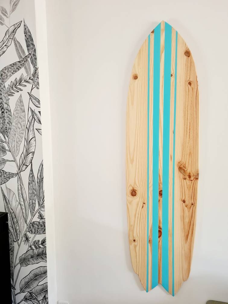 Planche de Surf en Bois/Board - Décoration Marine Fait Main Décoration Bois