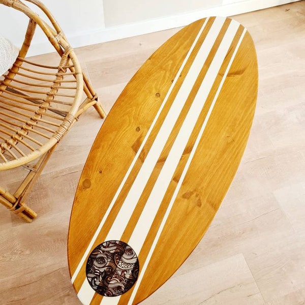 Table basse bois planche de surf en pin