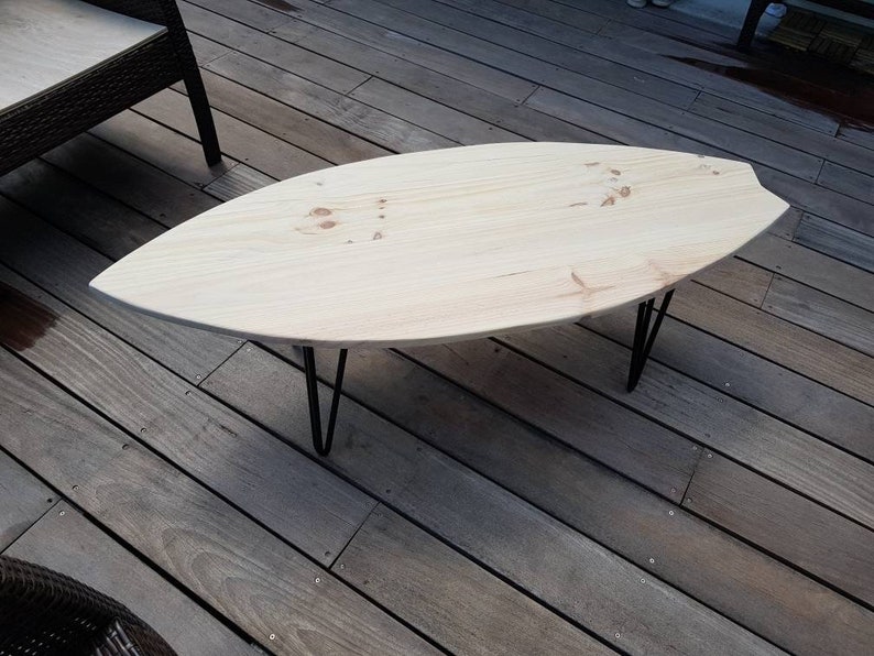 Wooden coffee table Pine surfboard Etsy
