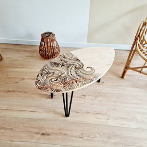 Table basse bois Planche de surf en pin 画像 3