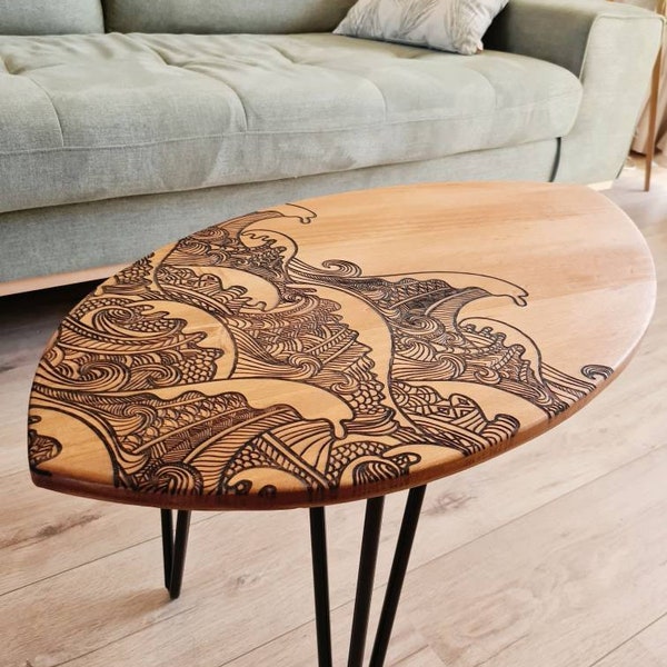 Table basse bois Planche de surf en pin