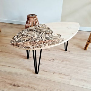 Table basse bois Planche de surf en pin 画像 1