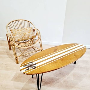 Table basse bois Planche de surf en pin imagem 3