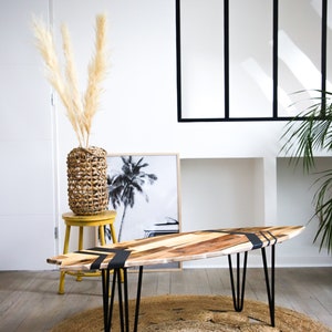 Houten surfplank salontafel