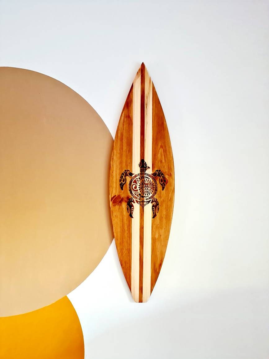 Planche de Surf en Bois/Board - Décoration Marine Fait Main