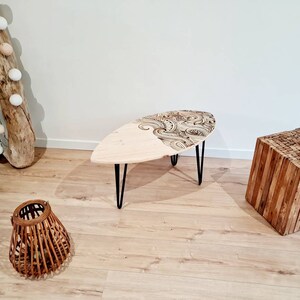 Wooden coffee table Pine surfboard image 5