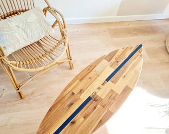 Wooden surfboard coffee table