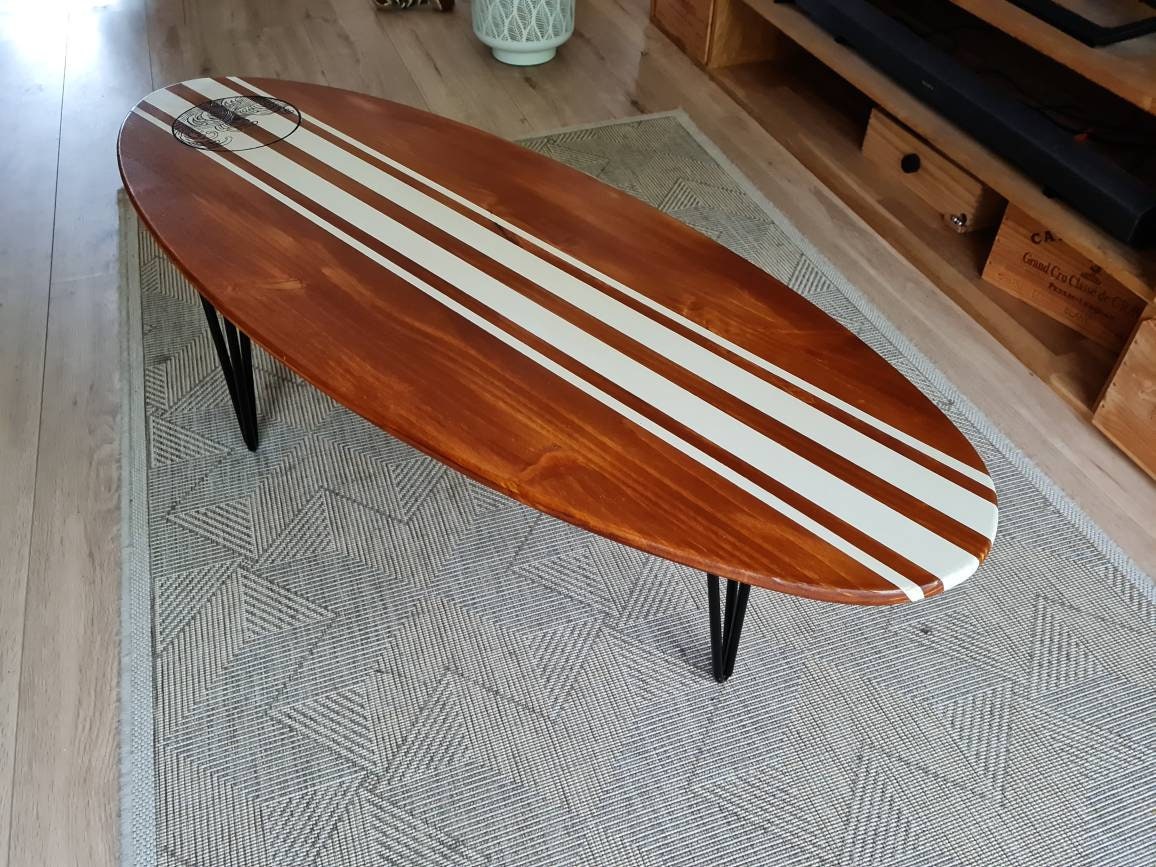 Wooden Coffee Table Pine Surfboard Etsy