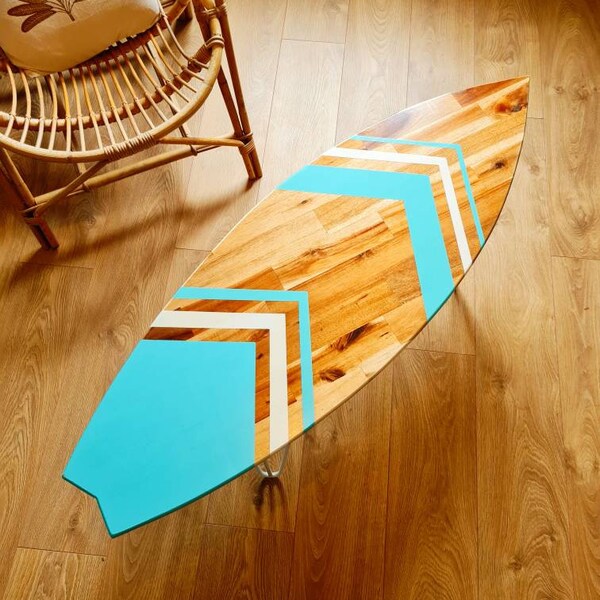 Table basse planche de surf bois