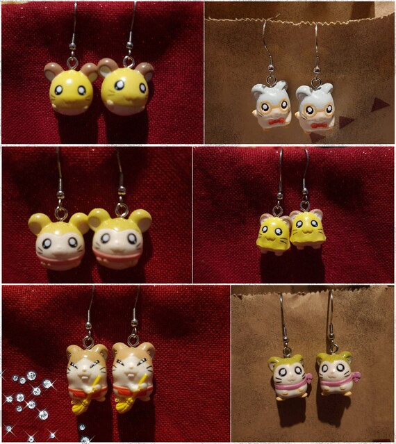 LAST RESTOCK Hamtaro Earrings Handmade Anime Manga With Genuine
