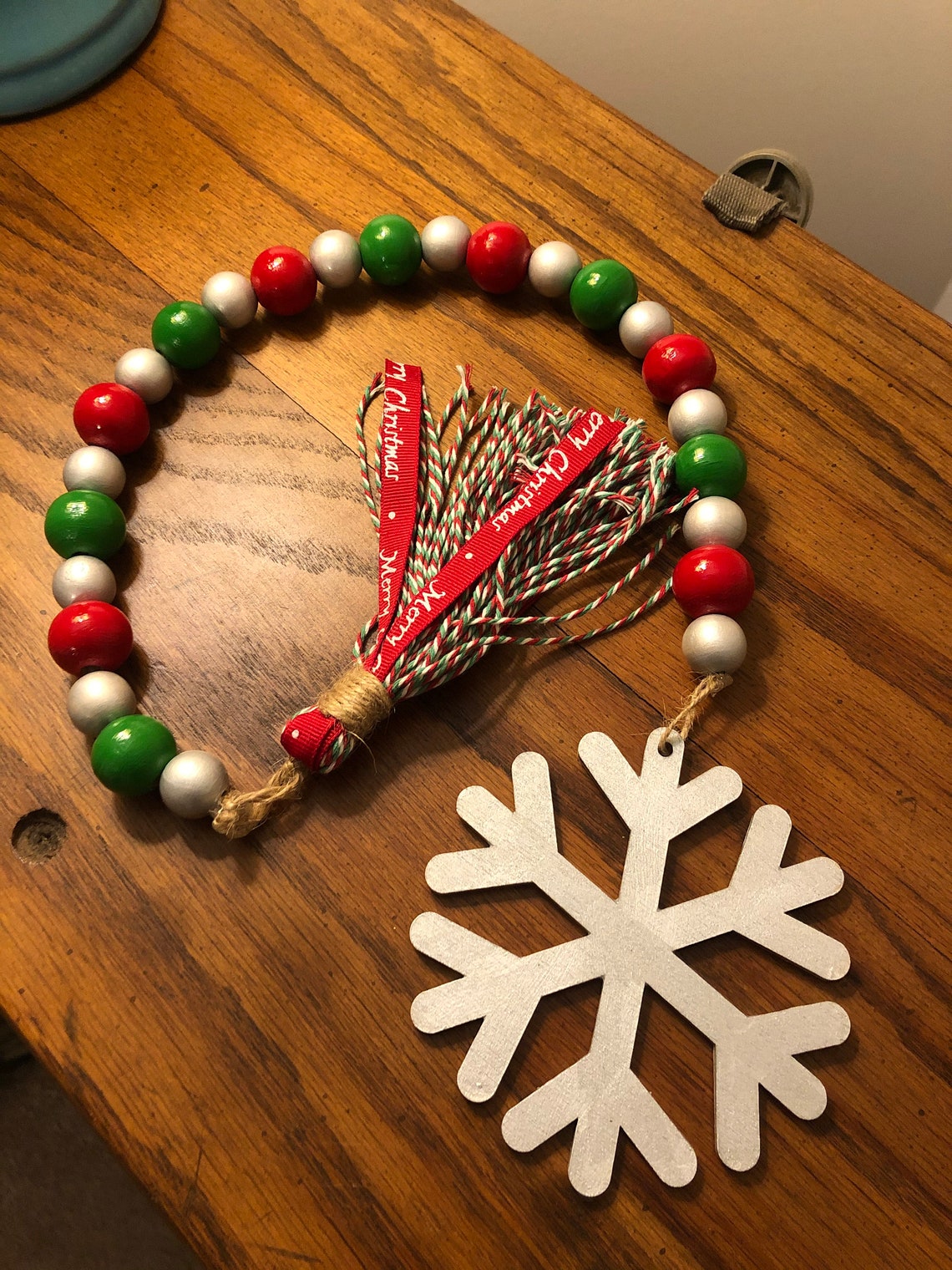 Guirnalda de cuentas de madera de Navidad | Etsy